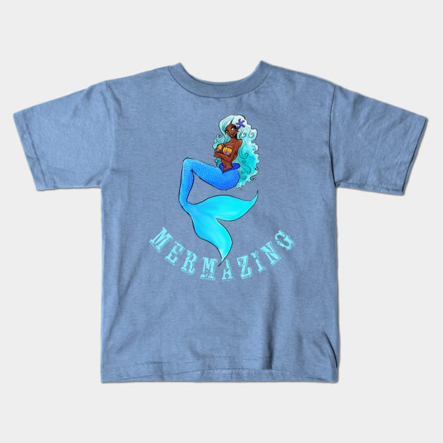 Mermazing for Mermaid Lovers Kids T-Shirt by pepekauai